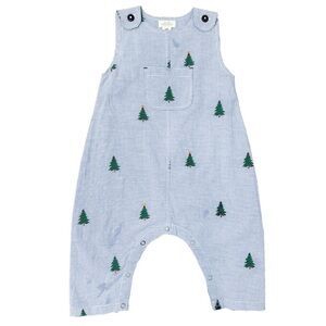 PINK CHICKEN Blue Rooster Noah Jumper Snap Closure Tree Embroidery Maisonette